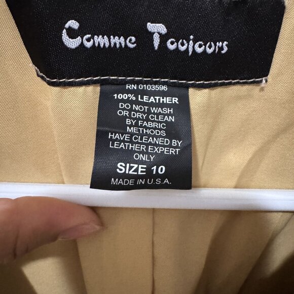 Vintage Comme Toujours Women's 100% Leather Jacket Soft Tan Embossed Size 10 - Picture 9 of 12